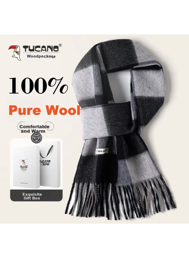 Tucano Pure Wool Scarf For Men, Winter High-end Neck Warmer, Luxurious Gift For Men And Fathers, New Year Birthday Gift Box - Image 1