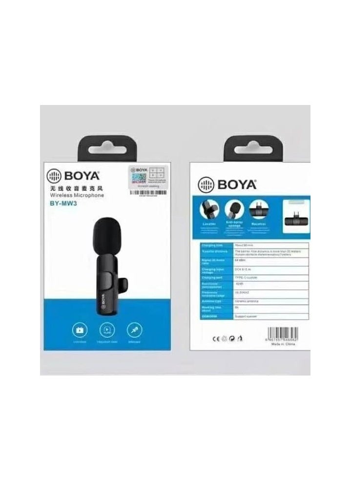 BOYA BOYA BY-MW3 Wireless Mike: A superior audio experience for content creators and professionals. Compact and stylish design with easy connectivity for iPhone and Lightning devices. It features clear and pure sound transmission thanks to its advanced technologies. Suitable for recording, live streaming, and interviews in professional quality. The perfect solution for those looking for practicality and elegance in one device  - Image 1