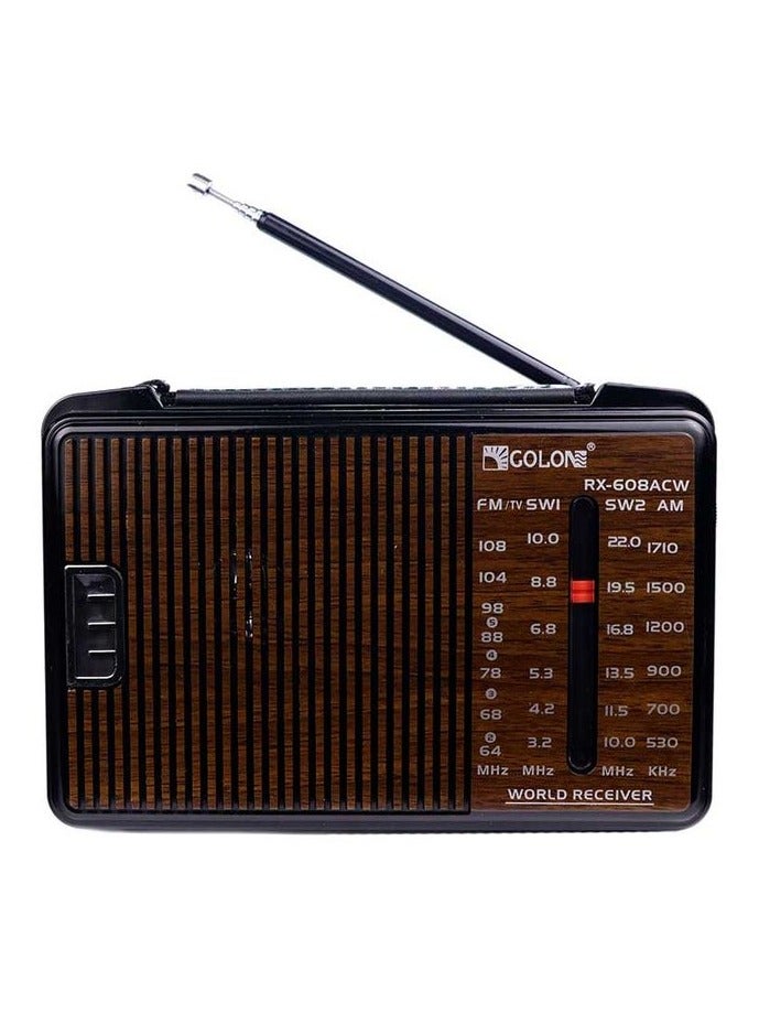 جولون راديو كلاسيكي جولون يعمل بالكهرباء 4 نطاقات AM FM SW1 SW2 RX-606AC أسود  - Image 1