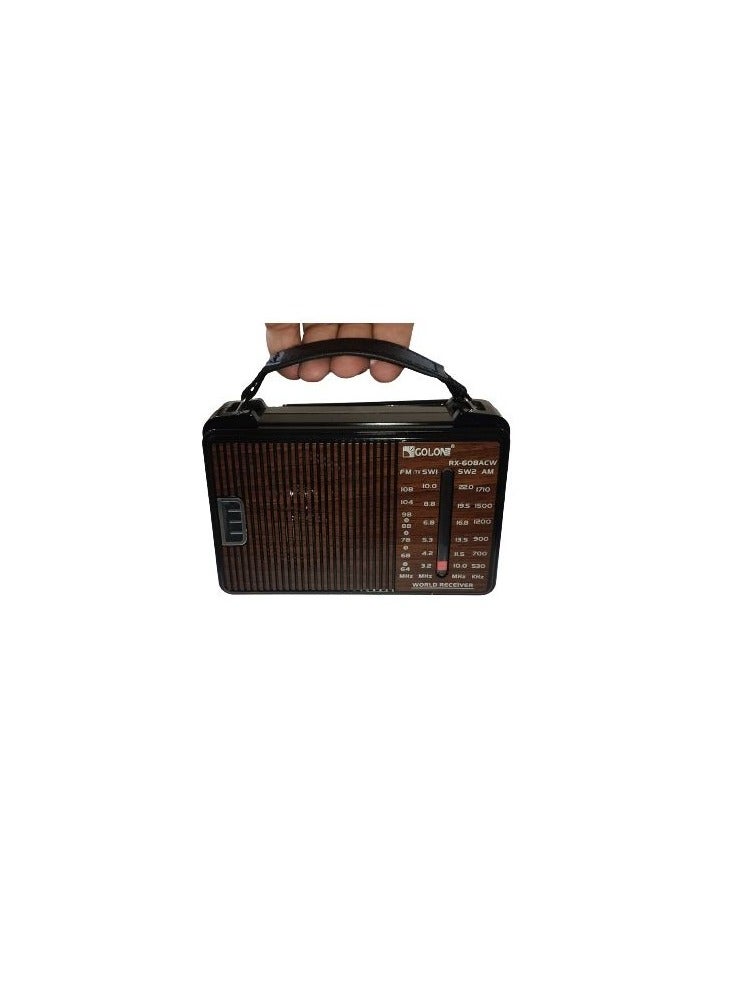 جولون راديو كلاسيكي جولون يعمل بالكهرباء 4 نطاقات AM FM SW1 SW2 RX-606AC أسود  - Image 4
