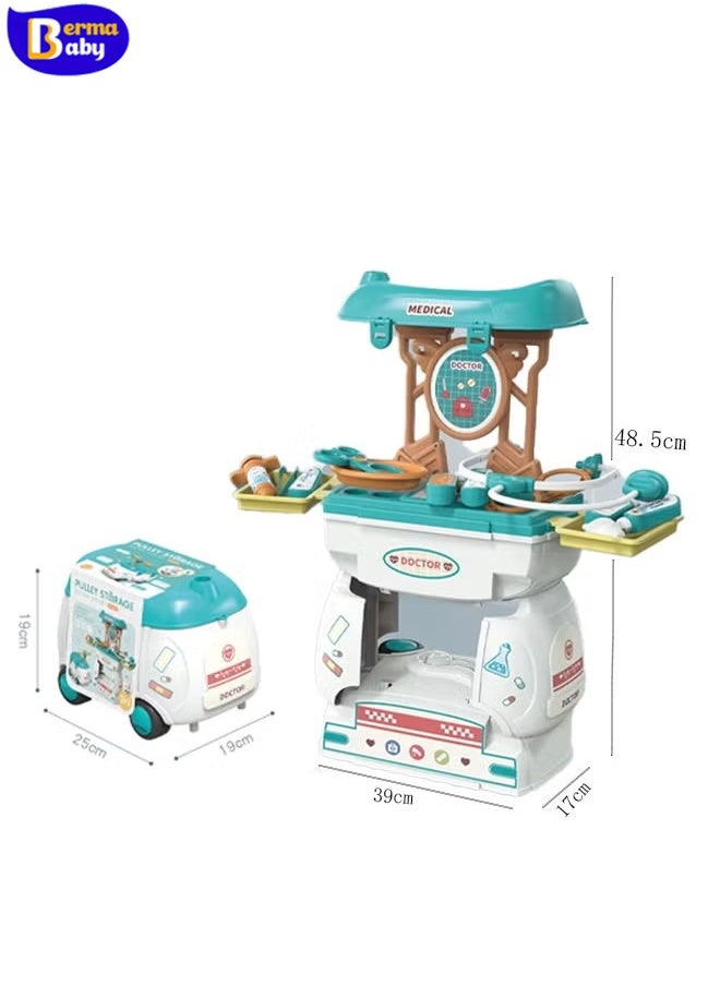 Berma Baby - 2-in-1 simulation medical toys, role-playing toys, cartoon car stethoscope syringe 24-piece toy set with storage function, suitable for role-playing for boys and girls over 3 years old, indoor and outdoor toys, holiday gifts. - Image 1