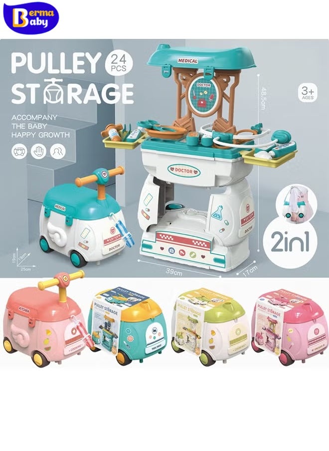 Berma Baby - 2-in-1 simulation medical toys, role-playing toys, cartoon car stethoscope syringe 24-piece toy set with storage function, suitable for role-playing for boys and girls over 3 years old, indoor and outdoor toys, holiday gifts. - Image 1
