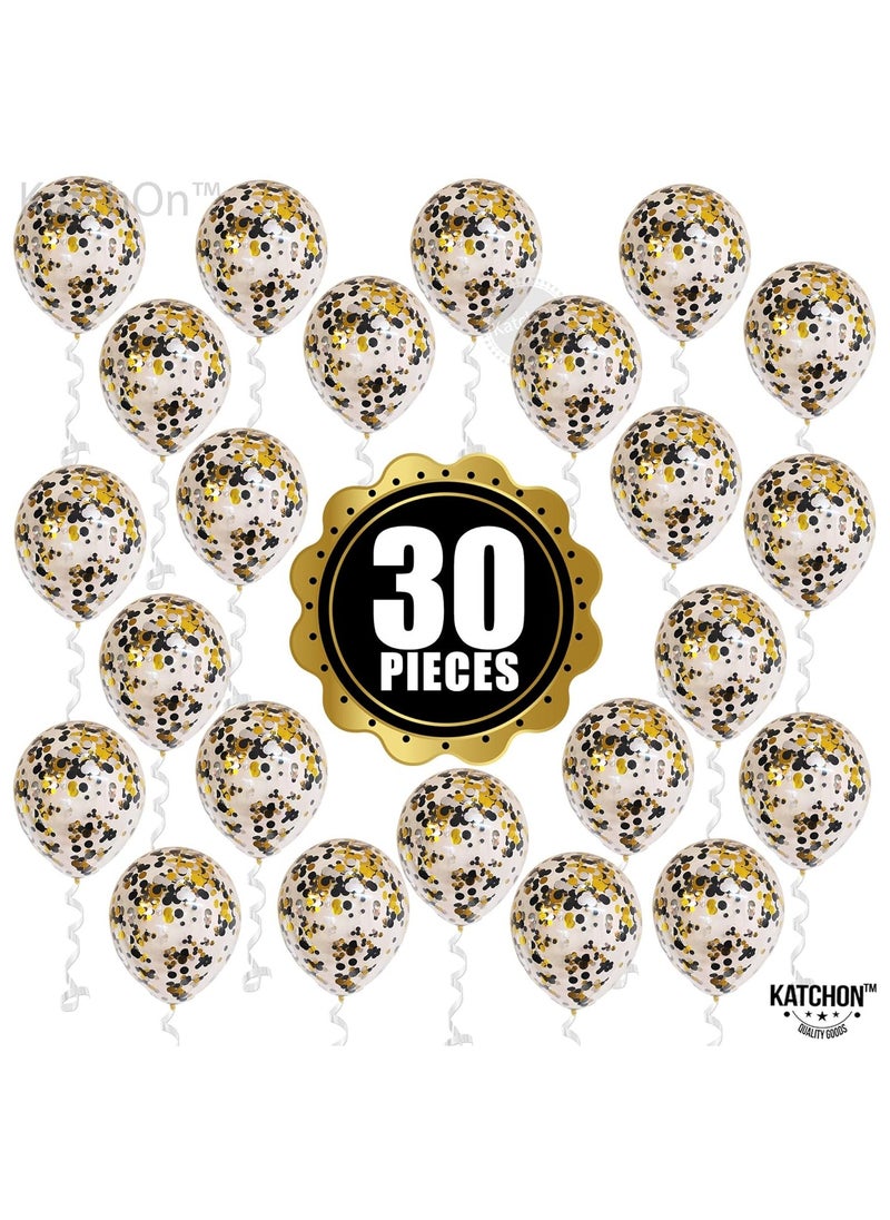 KATCHON Black Silver Gold Confetti Latex Balloons Kit Pack of 30 | Multicolor Birthday Decorations for Birthday Party  - Image 3