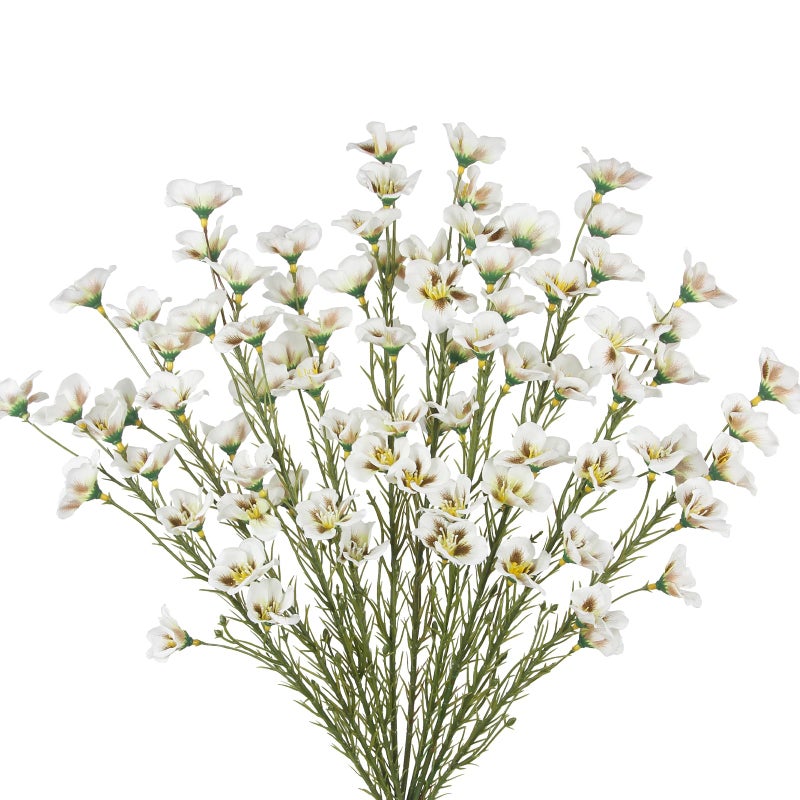 CITYES 10 Pcs Artificial Wildflowers White Fake Flower Stems 21" Silk Spring Flowers Forsythia Faux Wildflowers Floral Stems for Flower Arrangements Home Decor Indoor Outdoor Wedding Centerpieces - Image 1