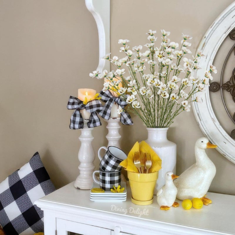 CITYES 10 Pcs Artificial Wildflowers White Fake Flower Stems 21" Silk Spring Flowers Forsythia Faux Wildflowers Floral Stems for Flower Arrangements Home Decor Indoor Outdoor Wedding Centerpieces - Image 4