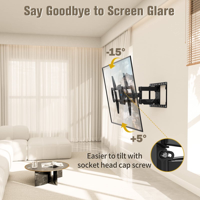 Mounting Dream TV Wall Mount, UL Listed Full Motion Mount Bracket for 42-84 Inch Flat Screen TVs, Swivel Articulating Dual Arms, Max VESA 600x400mm, 100 LBS Loading, Fits 16 Inches Wood Studs, MD2296 - Image 4