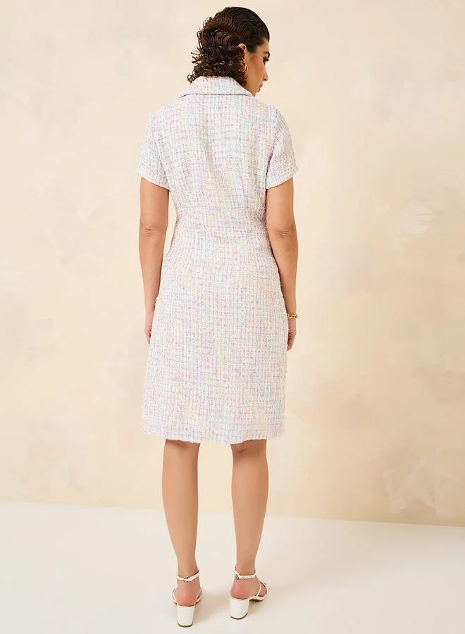 Styli Tweed Blazer Knee Length Dress