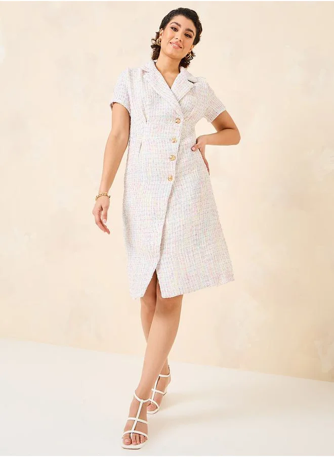 Styli Tweed Blazer Knee Length Dress
