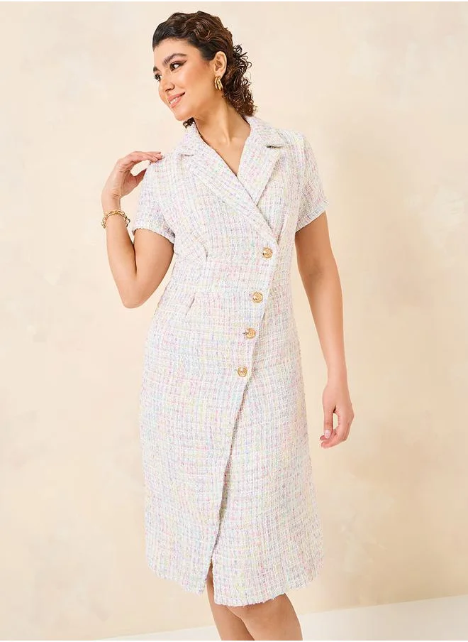 Styli Tweed Blazer Knee Length Dress