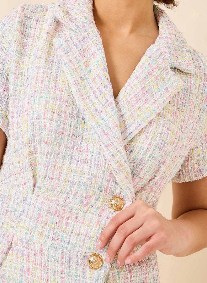 Styli Tweed Blazer Knee Length Dress
