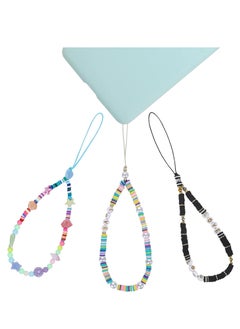 KASTWAVE Beaded Phone Charm String Lanyard Wrist Strap Colorful Shell Starfish Pearl Letters Polymer Clay Bead Phone Chains Keychain Rainbow Acrylic Beads Bracelet (3Pcs)  - Image 2