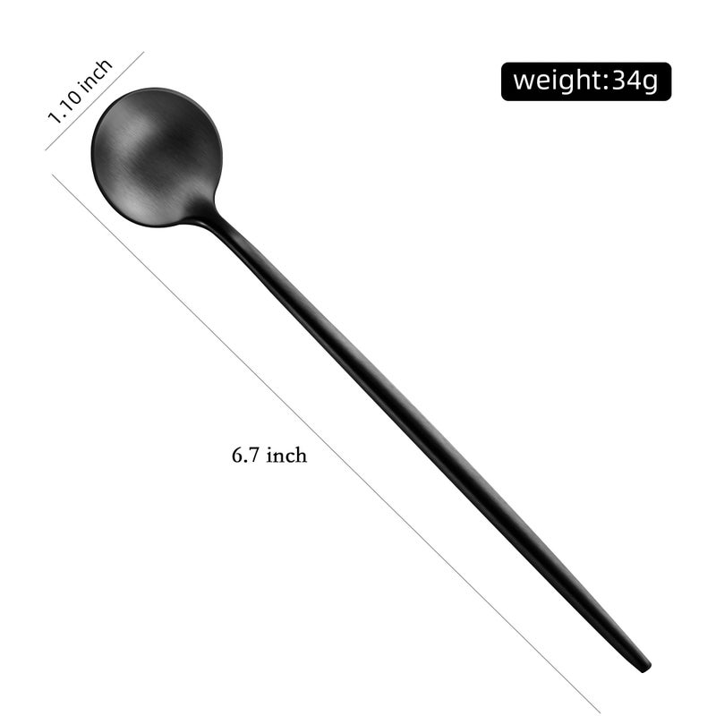 Dehov 4 Pcs 6.7 Inches Satin Black Stainless Steel 18/10 Coffee Spoons Iced Tea Spoon Espresso Stirring Spoon Matte Black Ss304 Teaspoons Dessert Spoon Long Coffee Spoons - Image 2