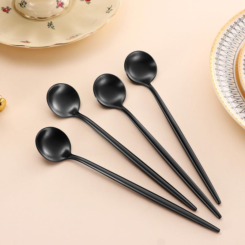 Dehov 4 Pcs 6.7 Inches Satin Black Stainless Steel 18/10 Coffee Spoons Iced Tea Spoon Espresso Stirring Spoon Matte Black Ss304 Teaspoons Dessert Spoon Long Coffee Spoons - Image 5