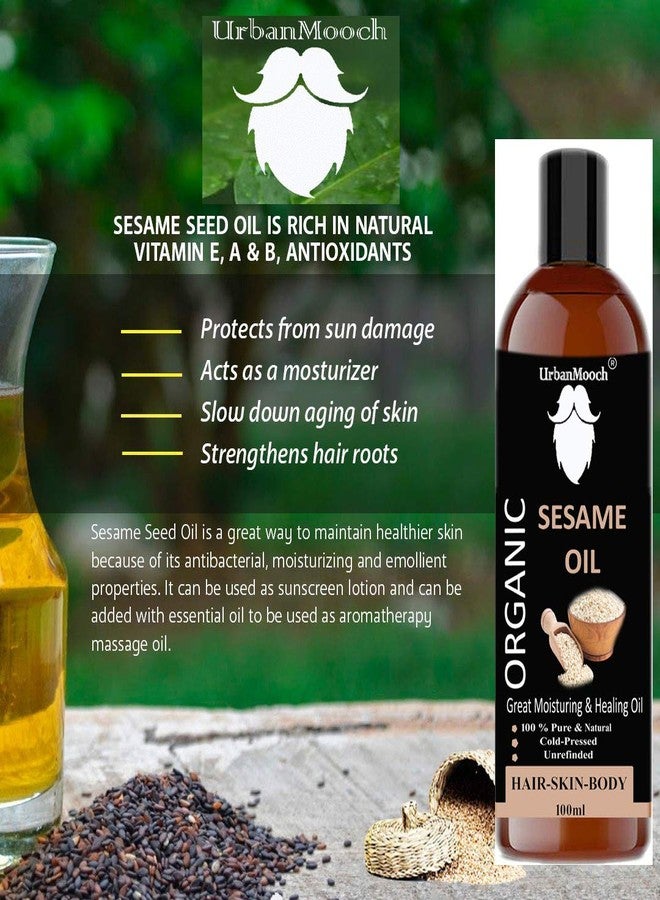 UrbanMooch Natural & Organic Cold Pressed Sesame Oil For Hair & Skin (100Ml) - Image 3