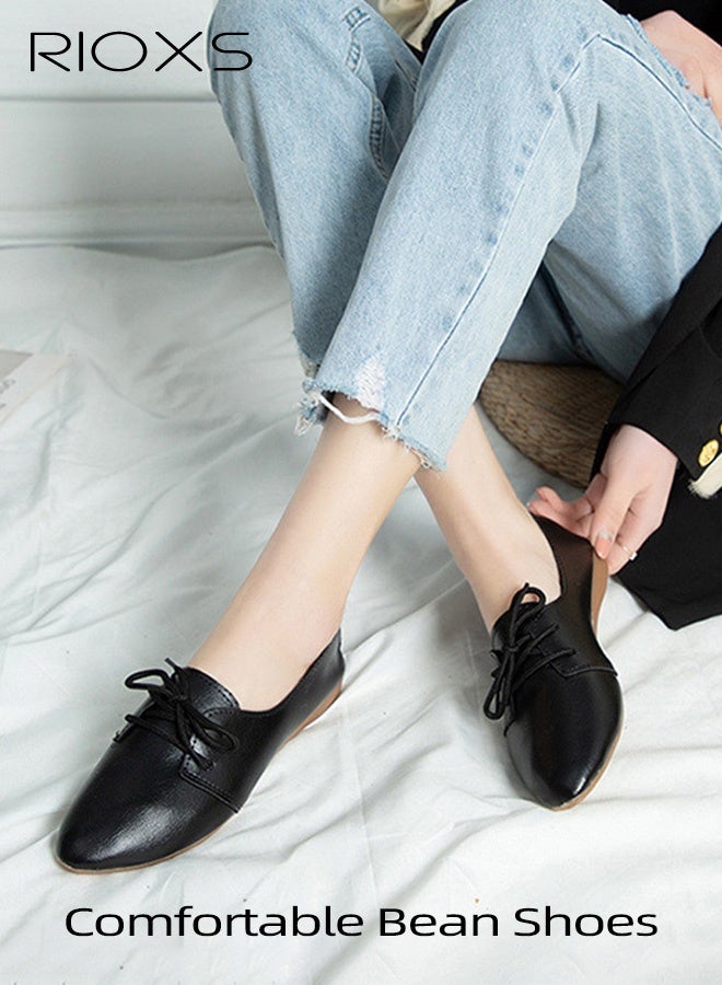 Women's Loafer Shoe Casual Flats Shoes Slip On Breathable Flat Shoes Fashion Lightweight Outdoor Boat Sneakers Low Flat Heel Pointed Toe Leather Brogues Shoe