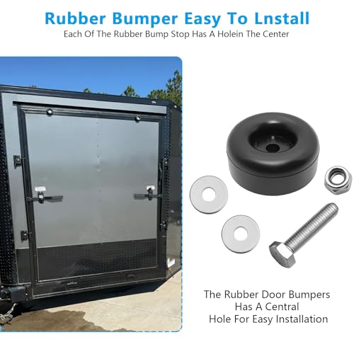 PWEOW Trailer Ramp Door Rubber Bumpers, 2.5" Round Rubber Bump Stops, fit for trailer door bumper, Air Compressors, Pumps,Generators, Pressure Washers, With Screw Kits, 4-Pack - Image 4