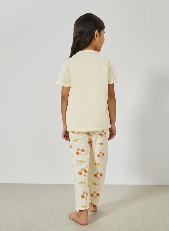 Styli Bear Graphic Print T-Shirt and Pyjama Set - Image 4