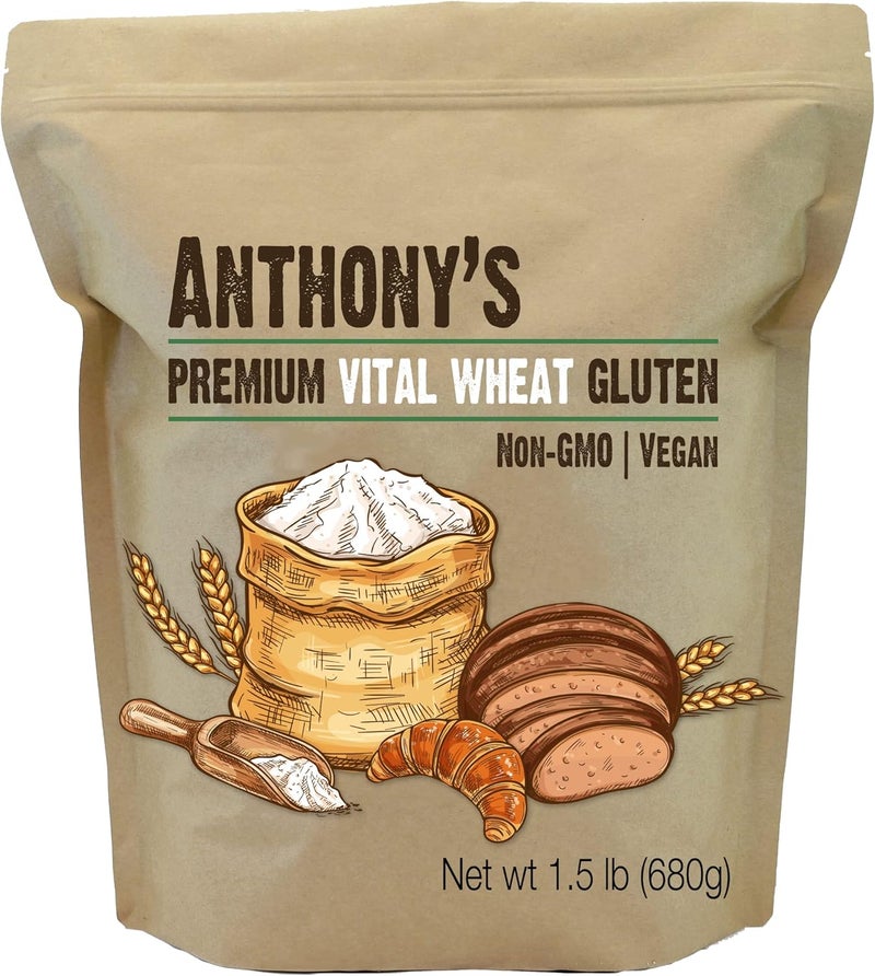 Anthony's Premium Vital Wheat Gluten, 1.5 lb - High Protein Flour, Vegan, Non-GMO, Keto Friendly - Image 1