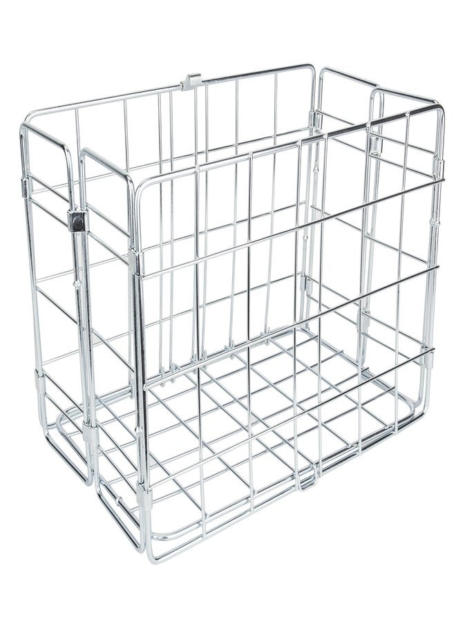 Wald Rear Folding Bicycle Basket (12.75 x 7.25 x 8.5, Silver) W582 - Image 1