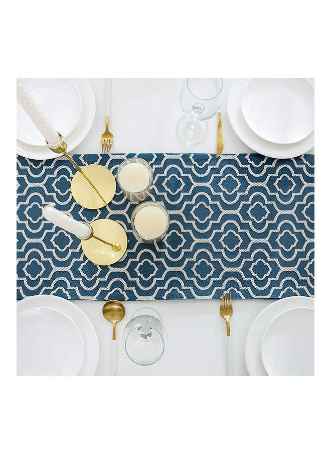 AnneFish Moroccan Style Linen Table Runner Blue/White 32 x 180cm  - Image 5