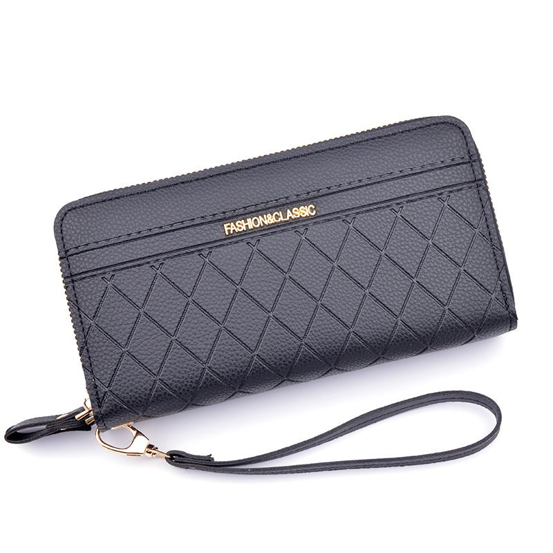 Women's Long Double-Zip Clutch Wallet, Plaid, Large Capacity - Image 5