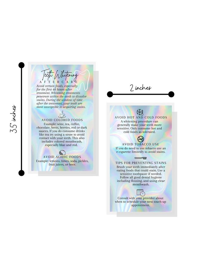 Boutique Marketing LLC Boutique Marketing Teeth Whitening Aftercare Cards 50 Pack 2X3.5 Inch Business Card Wallet Size Nonreflective Matte Rainbow Holographic Look Design  - Image 3