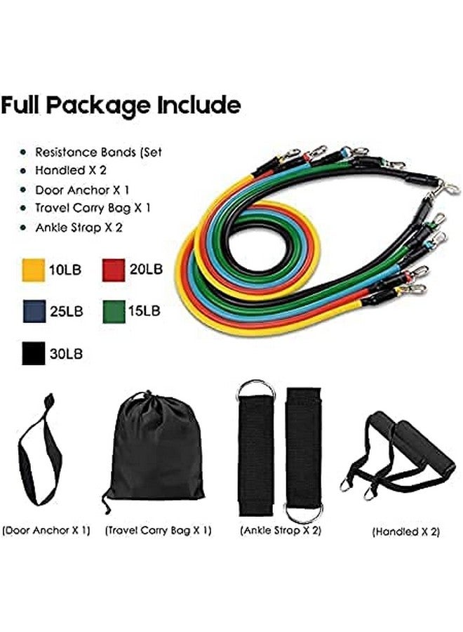 DEZNA Exercise Bands Resistance Bands Set for Workingout Door Fitness Gym Resistance Bands Kit for Men Women Stretching Rubber Bands (11PCS) - Image 2