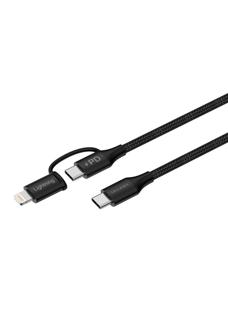 Cellairis Premium Nylon PD Cable 2in1 1M - Black - Image 3