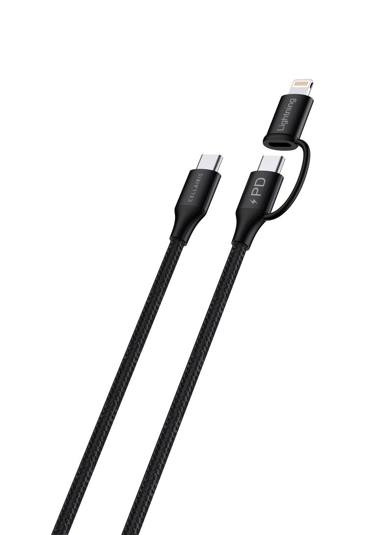 Cellairis Premium Nylon PD Cable 2in1 1M - Black - Image 2