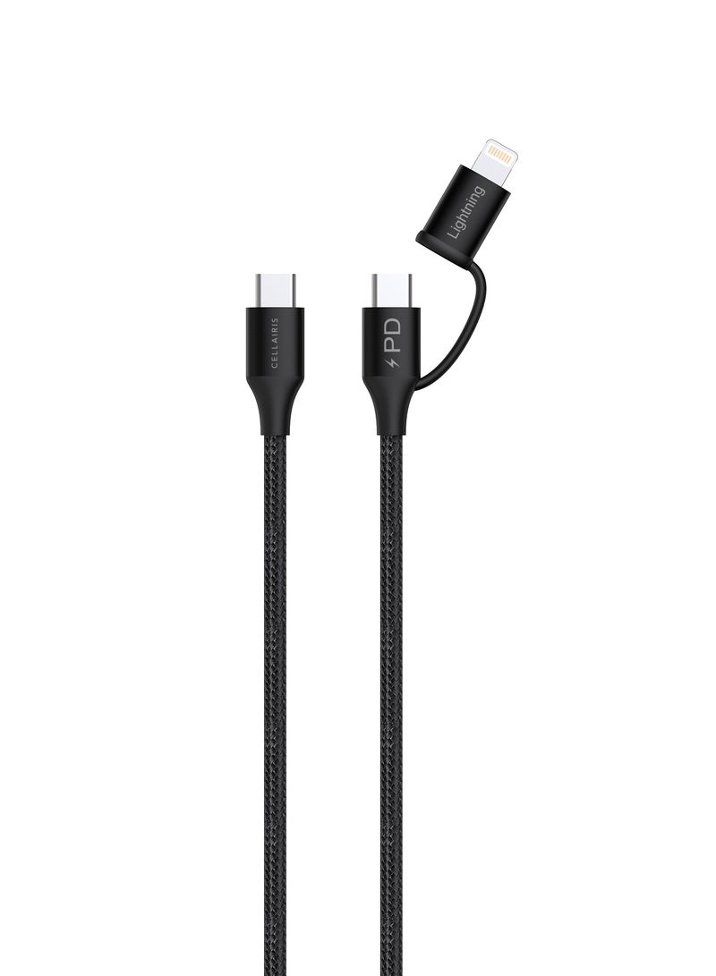 Cellairis Premium Nylon PD Cable 2in1 1M - Black - Image 4