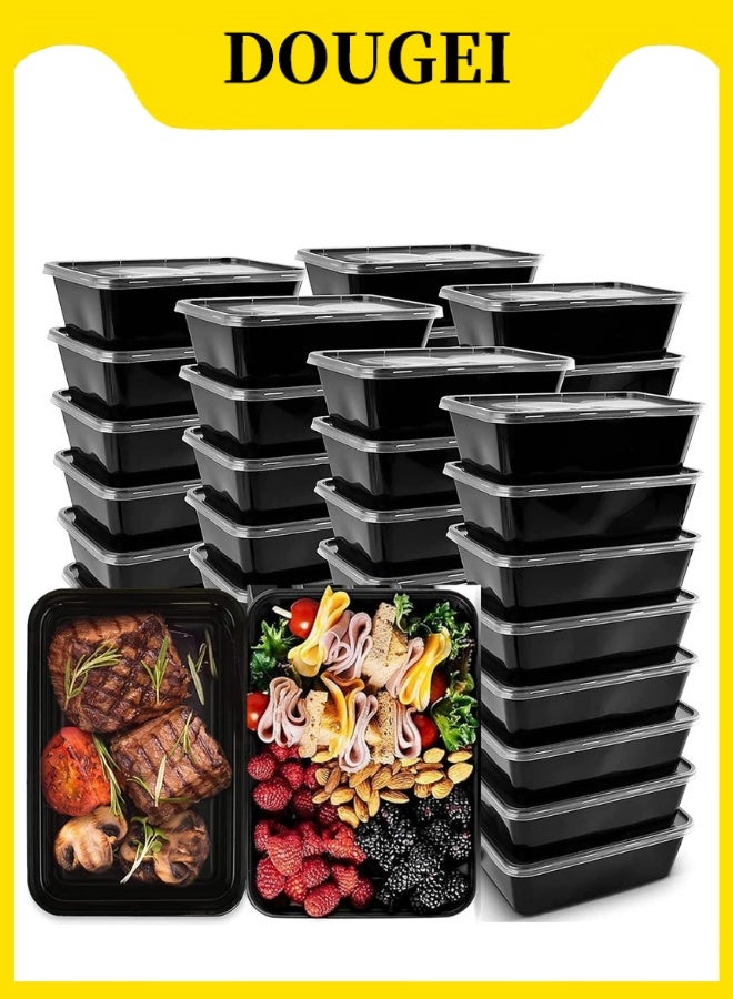 DOUGEI 50-Pack Meal Prep Containers, Microwavable Reusable Food Containers with Lids for Food Prepping, Disposable Lunch Boxes, Plastic Food Boxes- Stackable, Freezer Dishwasher Healthy - Image 1
