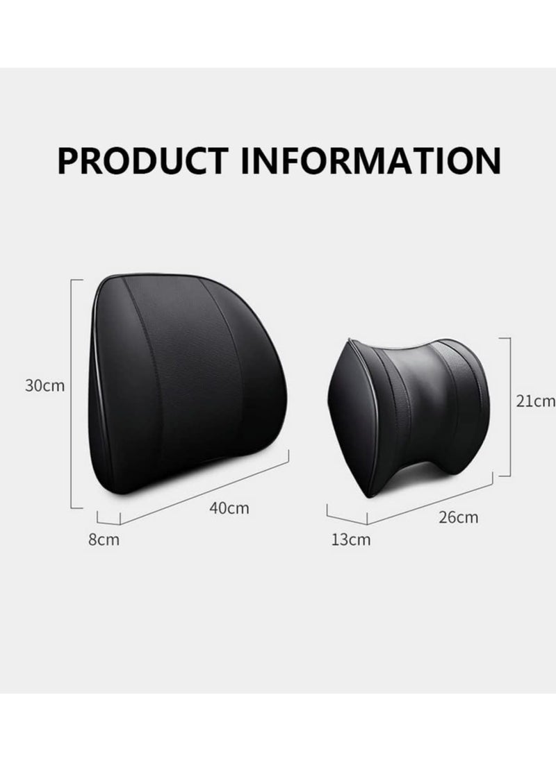 ORiTi - Car Neck & Back Pillow Set - Neck & Lumbar Support Pillow for Chair, Car Seat, Wheelchair, Gaming, Office Chair - Enhanced Comfort Memory Foam Headrest & Back Cushion - Image 1
