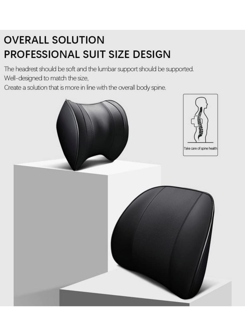 ORiTi - Car Neck & Back Pillow Set - Neck & Lumbar Support Pillow for Chair, Car Seat, Wheelchair, Gaming, Office Chair - Enhanced Comfort Memory Foam Headrest & Back Cushion - Image 1