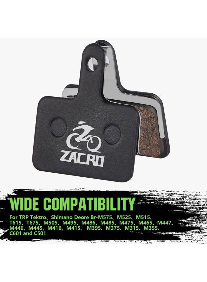 Zacro 4 Pairs Bike Brake Pads, Ceramic Bicycle Disc Brake Pads Fit for Tektro Shimano TRP Deore Br-M575 B01s Mt200 M525 M515 T615 T675 M505 M495 M486 M485, Mountain MTB Ebike Brake Pads Replacement - Image 2