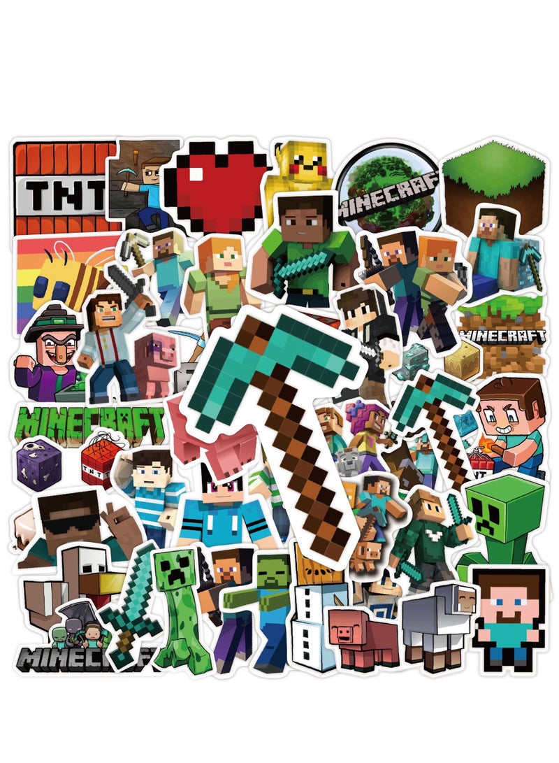 50pcs Minecraft graffiti stickers cartoon game waterproof sticker for video game theme party funny stickers for lovers best gift decorative stickers - Image 3