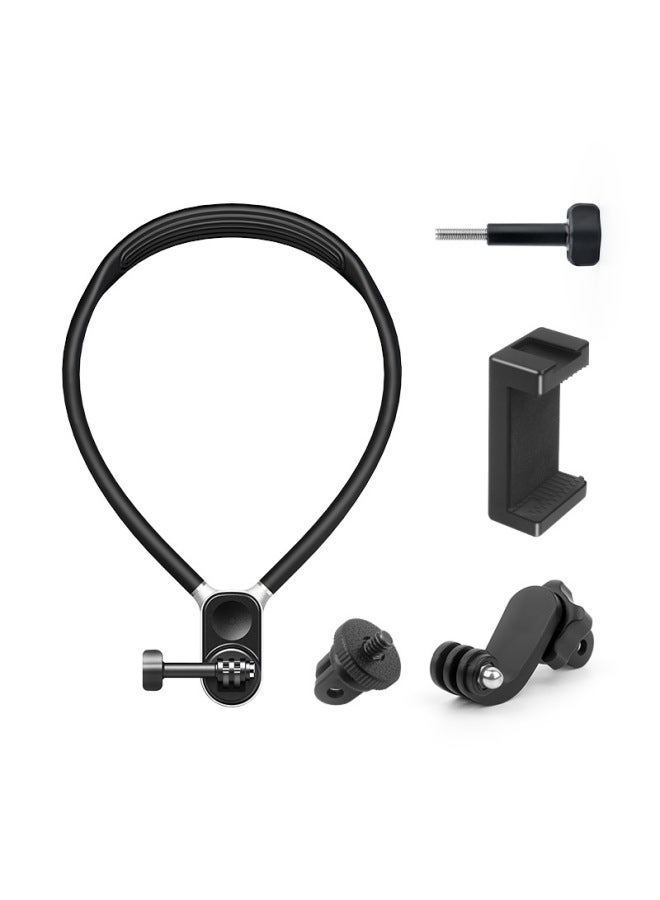 Generic Sea Frog U-shaped Magnetic Hanging Neck Bracket Adjustable Collar Mobile Phone Bracket First View Angle Shooting Accessories-Color:Max Version (full Set)  - Image 1