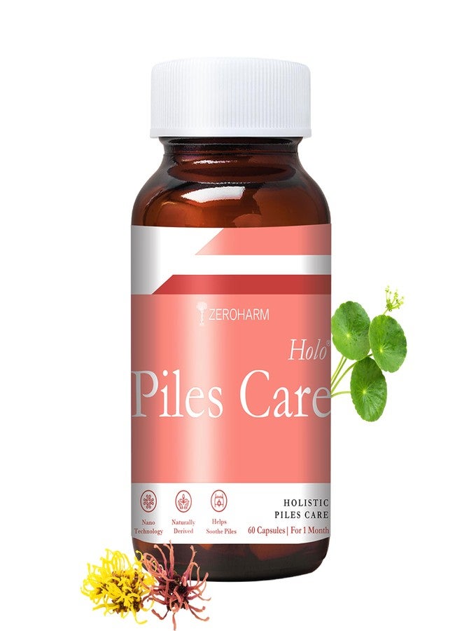 HOLO ZEROHARM Holo Piles Care Capsules | Vein Health & Hemorrhoid Relief | Reduces Swelling & Eases Discomfort | 60 Veg Capsules (1 Pack) - Image 1
