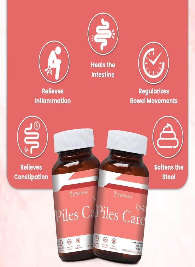 HOLO ZEROHARM Holo Piles Care Capsules | Vein Health & Hemorrhoid Relief | Reduces Swelling & Eases Discomfort | 60 Veg Capsules (1 Pack) - Image 4