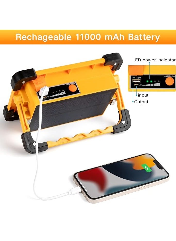 Generic Rechargeable LED Floodlight,3-stage dimming for 10-72h Modes Portable Solar Work Light with USB, Waterproof Emergency Site Projector with Battery for Camping  - Image 2