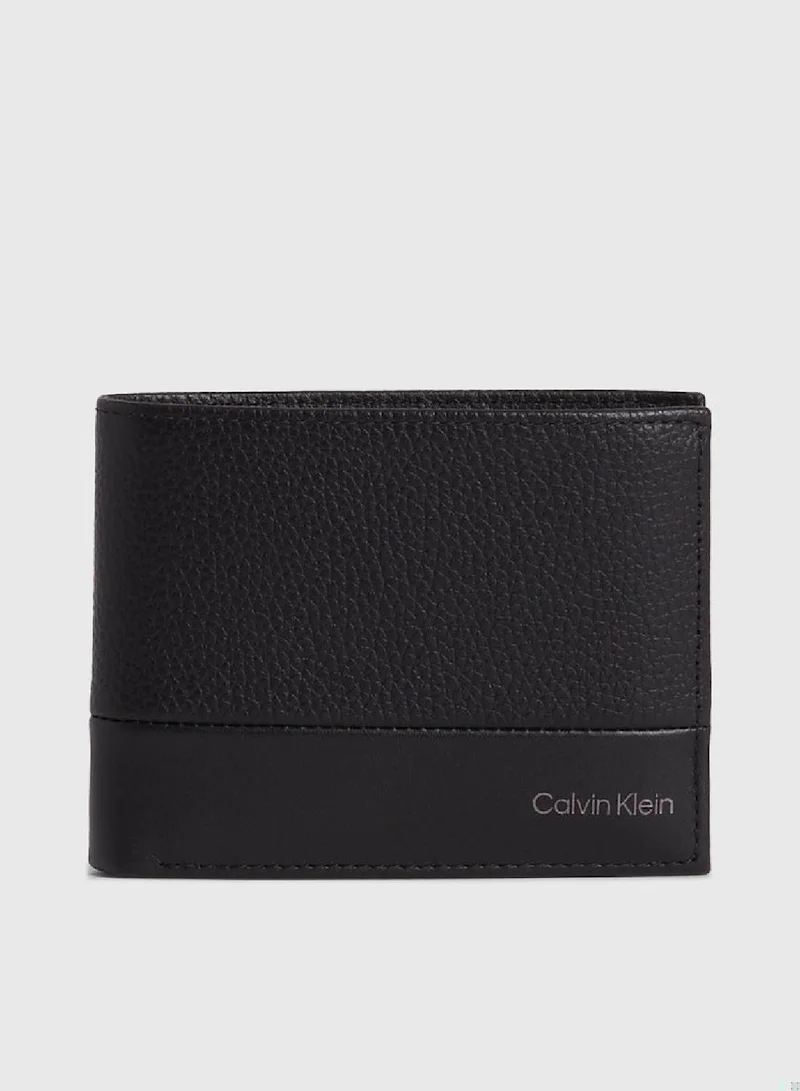 CALVIN KLEIN Men's Mix Trifold Wallet - Leather, Black