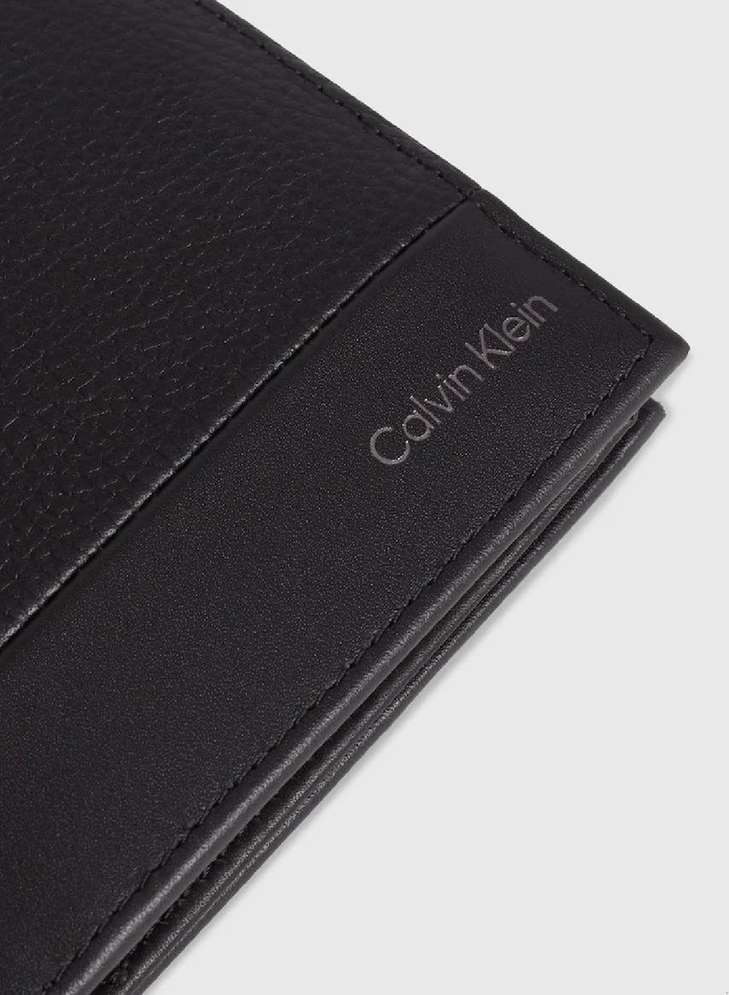 CALVIN KLEIN Men's Mix Trifold Wallet - Leather, Black