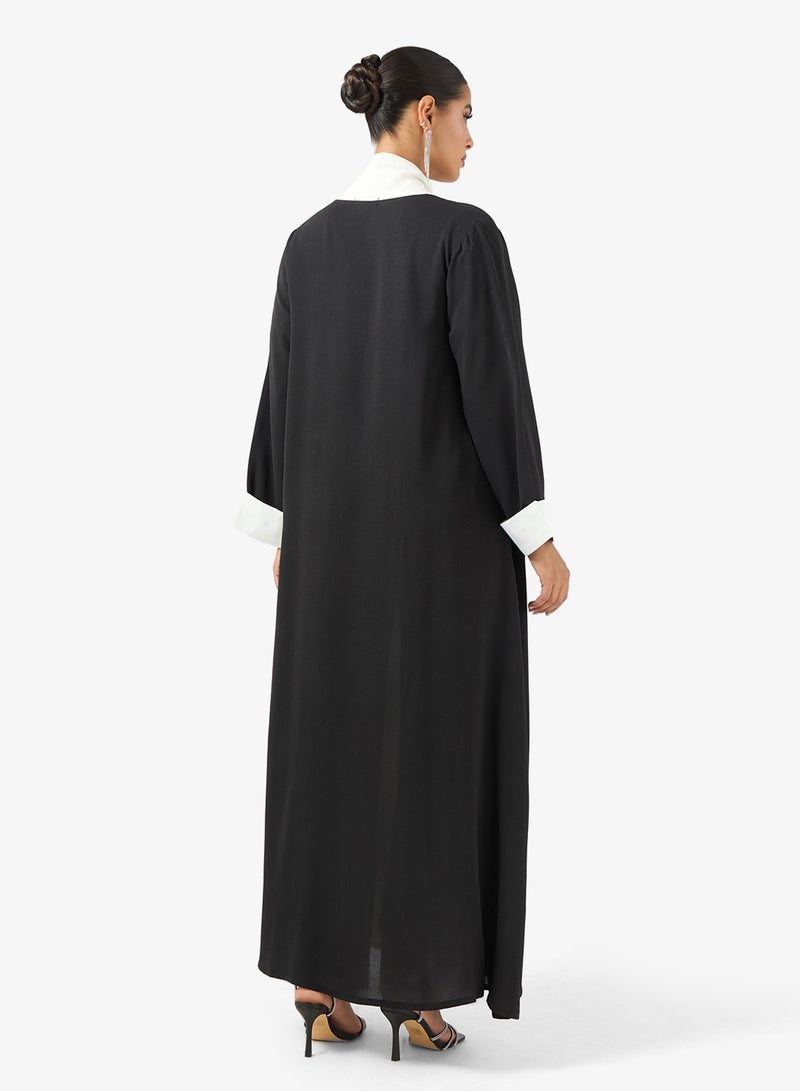 Khizana Contrast Toned Abaya - Image 2