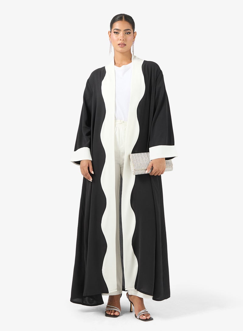 Khizana Contrast Toned Abaya - Image 4