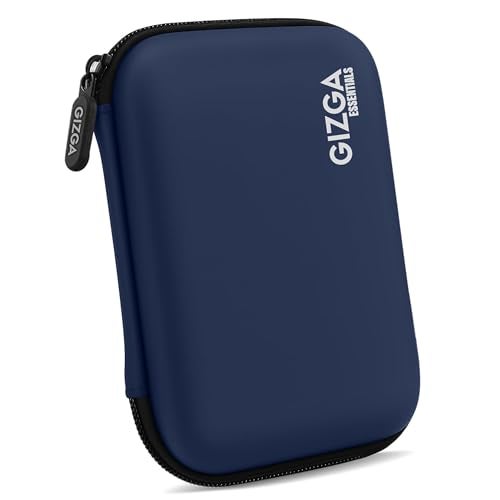 GIZGA Essentials 2.5 Inch External Hard Drive Case Cover| Self Tattoo Semi Hard Shell, Shockproof Water-Resistant PU| Fits WD Seagate Toshiba SSD HDD| Travel Storage Pouch with Mesh Pocket (Blue) - Image 1
