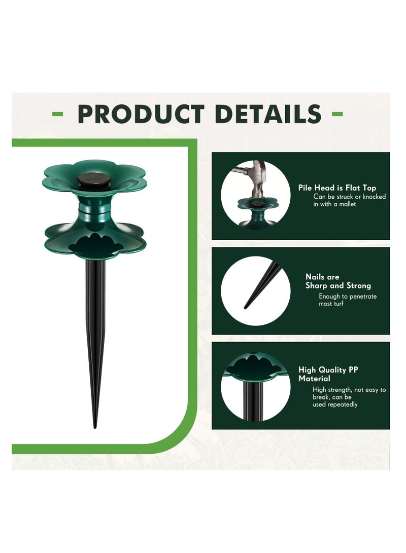 KASTWAVE Garden Hose Guide Spike, 12 Packs 9.84 Inch Flower Shaped Water Hose Holder Spike Stand with Stake, Heavy Duty Green Spin Top, Keeps Garden Hose out of Flower Beds, Hose Guide for Plant Protection  - Image 3