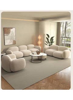 Modern Minimalist Living Room Sofa Cream Straight Line Design for Small Apartment 3+2+2 Seater