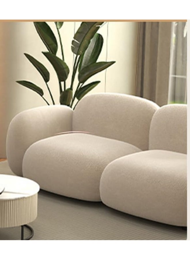 Generic - Modern Minimalist Living Room Sofa Cream Straight Line Design for Small Apartment 3+2+2 Seater - Image 1