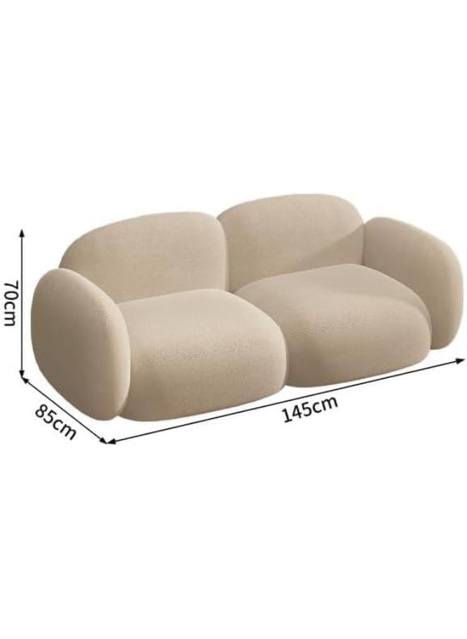 Generic - Modern Minimalist Living Room Sofa Cream Straight Line Design for Small Apartment 3+2+2 Seater - Image 1