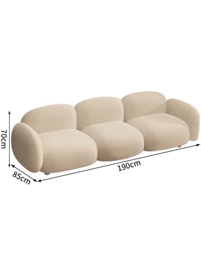 Generic - Modern Minimalist Living Room Sofa Cream Straight Line Design for Small Apartment 3+2+2 Seater - Image 1