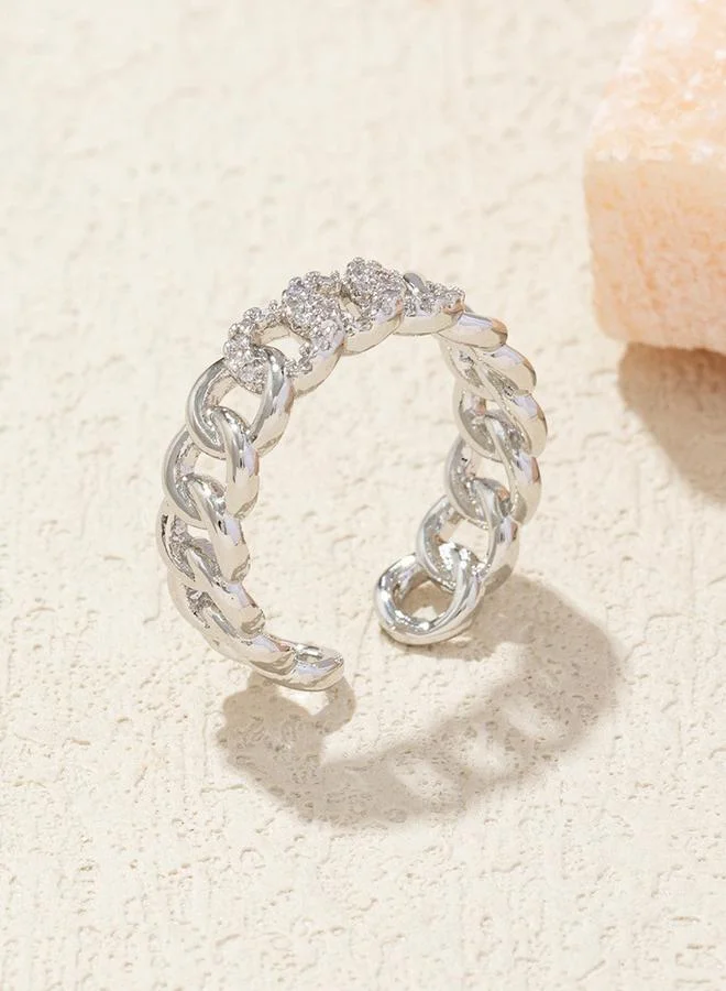 Take Two  Silver Link Chain Cuff Ring for Women | Best Price UAE